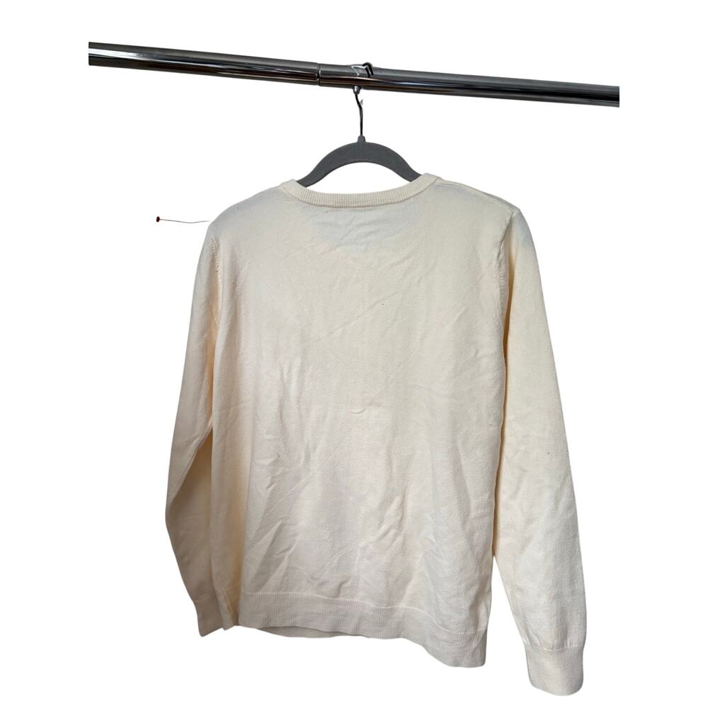 Women’s Ivory Button Front Cardigan Sweater Soft Knit Long Sleeve Classic M - Picture 7 of 9